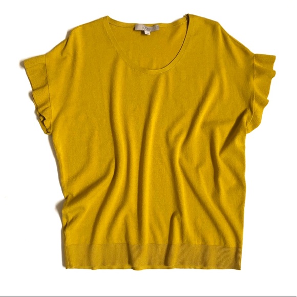 LOFT Sweaters - LOFT mustard yellow ruffle sleeve sweater top